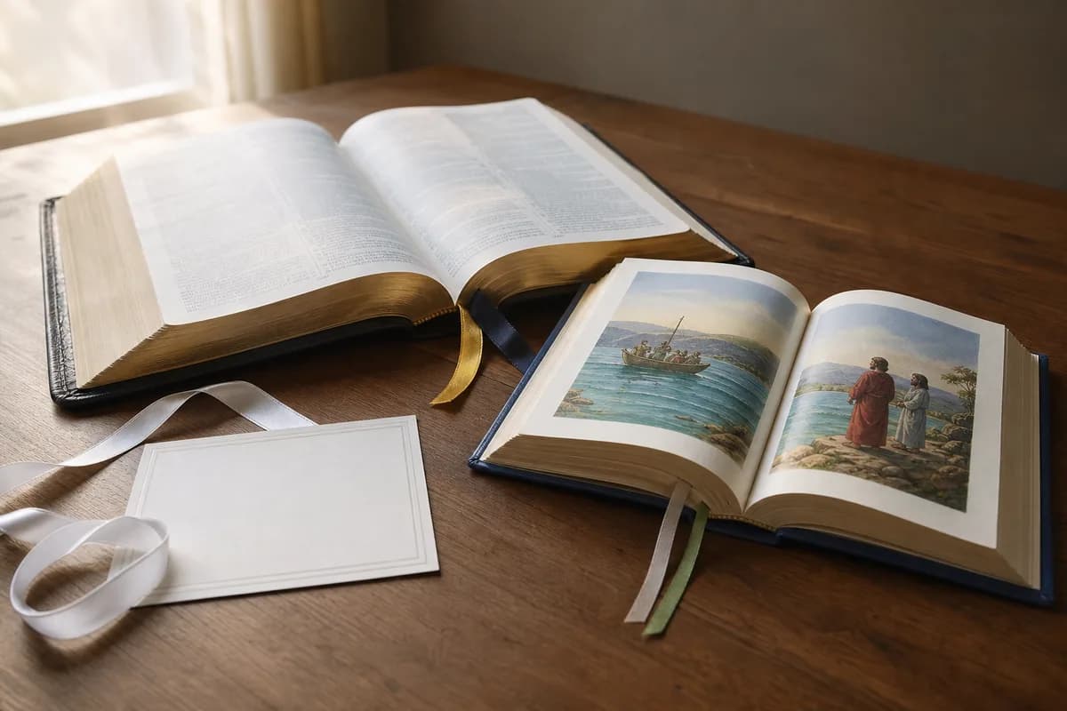 Porównanie dwóch wydań Biblii na Pierwszą Komunię