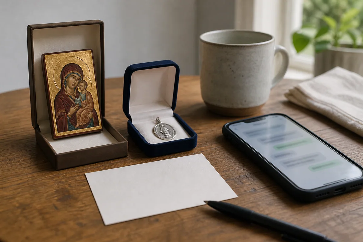 Ikona i medalik rozważane jako prezent religijny