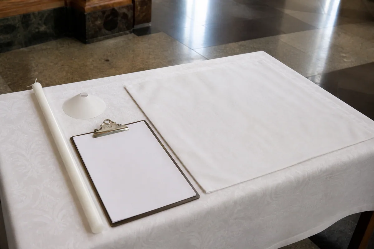 Świeca chrzcielna i biała szatka przygotowane do uroczystości