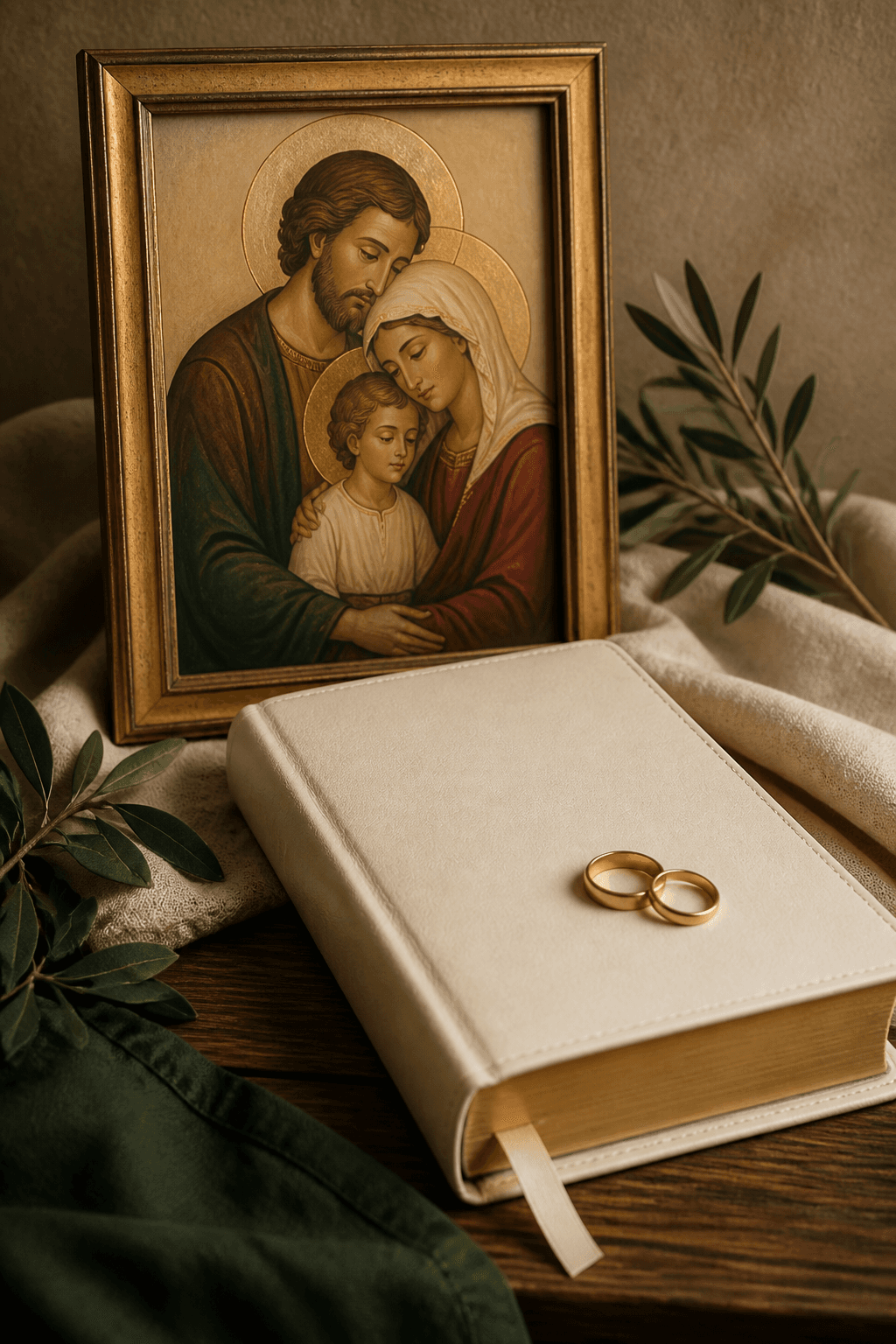 Małżonkowie sprawdzają wspólną Biblię otwierającą się płasko oraz osobną kartę z dedykacją