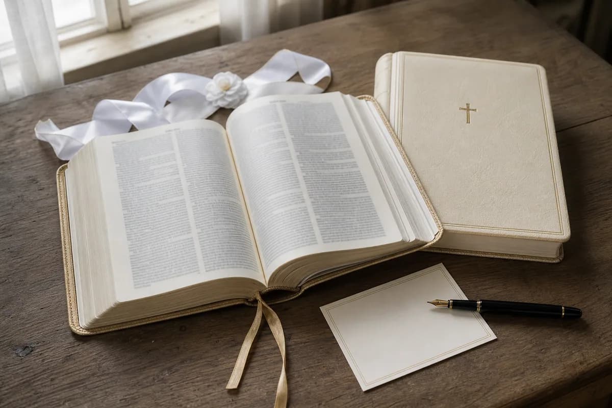 Biblia pierwszokomunijna z kartą na dedykację