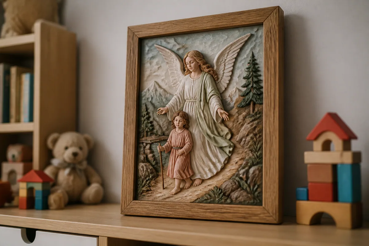 Płaskorzeźba Anioła Stróża jako pamiątka chrztu